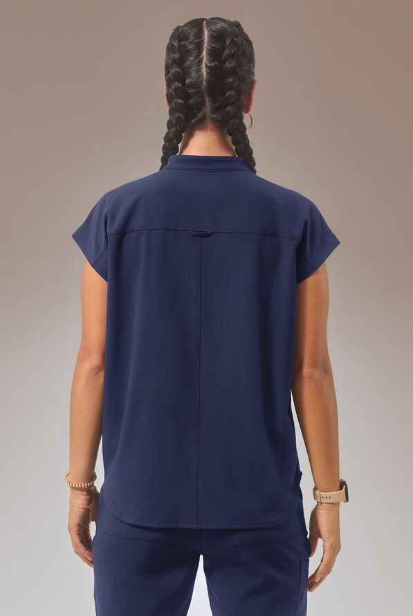 Blusa médica Hypothesis (RED) Meta STRETCH de corte ancho con mangas dolmán y 2 bolsillos para mujer - Navy - 5