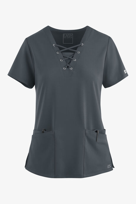 Easy STRETCH Gisele Women's 4-Pocket Lace Up V-Neck Scrub Top