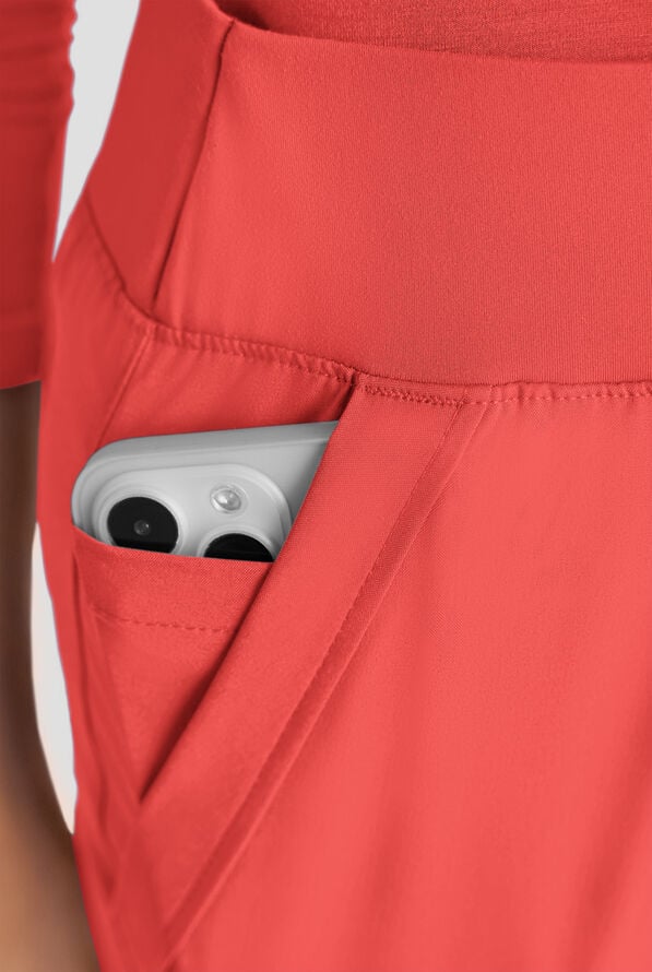 Pantal&oacute;n m&eacute;dico Easy STRETCH Sydney con piernas acampanadas y 5 bolsillos para mujer - Mono m&eacute;dico de 2 piezas - Spiced Coral - 3