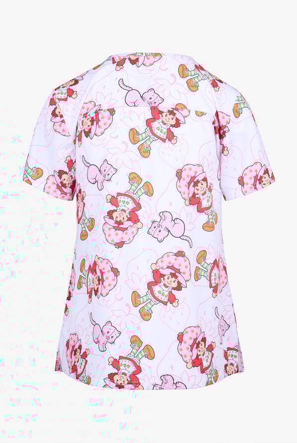 Strawberry Shortcake Funscrubs Women's 2-Pocket STRETCH V-Neck Print Scrub Top - null - 2