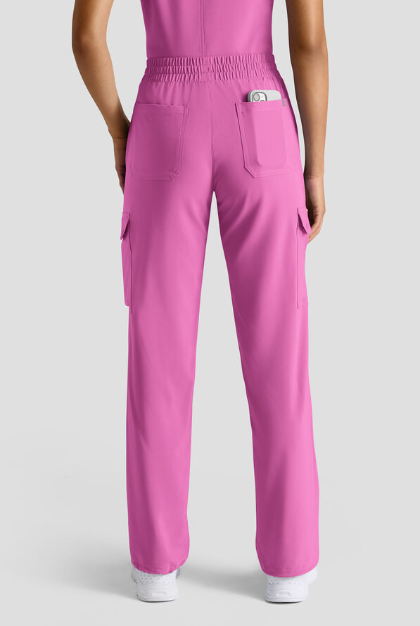 Easy STRETCH Ayo Women's 10-Pocket Cargo Scrub Pants - Magnesium Pink - 2