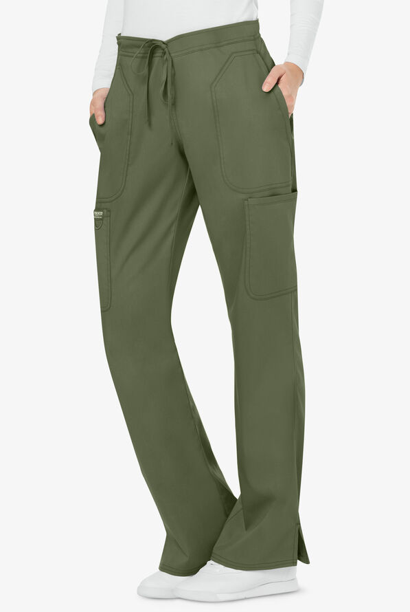 Cherokee Workwear Revolution Women's 5-Pocket STRETCH Drawstring Cargo Scrub Pants - Tall - Olive - 1