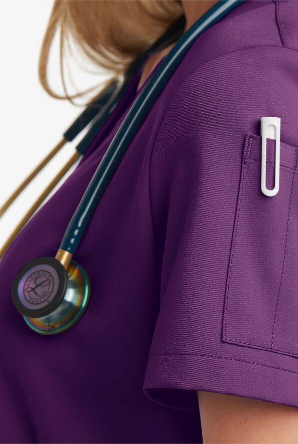 MOVEMENT by Butter-Soft STRETCH Antares Women's 6-Pocket V-Neck Scrub Top - Eggplant - 7