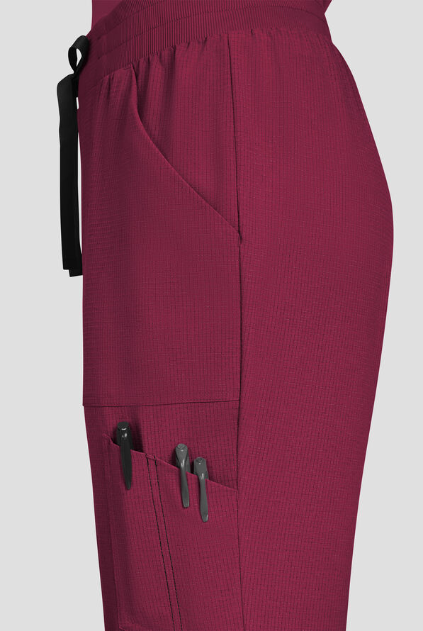 koi Solis Hettie Women's 7-Pocket STRETCH Jogger Cargo Scrub Pants - Wine - 2
