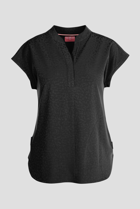 Zavate Ava Therese Cheetah Jacquard Piper Women's 2-Pocket STRETCH Dolman Sleeve Scrub Top