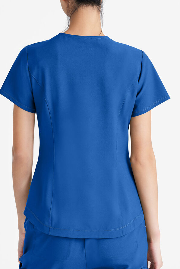 Grey's Anatomy by Barco Evolve STRETCH Rhythm Women's 2-Pocket V-Neck Scrub Top - Royal - 3