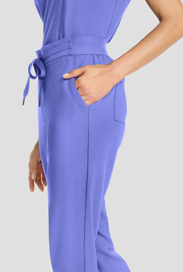 Healing Hands Quest Women's 5-Pocket STRETCH Drawstring Jogger Scrub Pant - Ceil Blue - 2