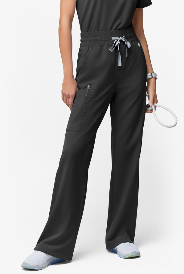 ReSurge Crystal Women's 7-Pocket High Waisted Wide Leg Pant - Petite - Black - 1