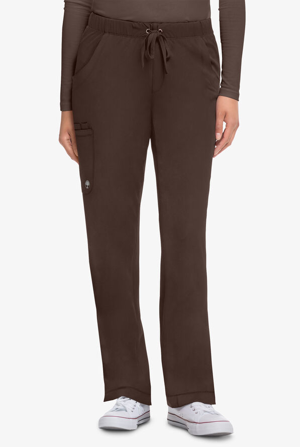 HH Works by Healing Hands Rebecca Women's 6-Pocket STRETCH Drawstring Waist Cargo Scrub Pants - Dark Chocolate - 1