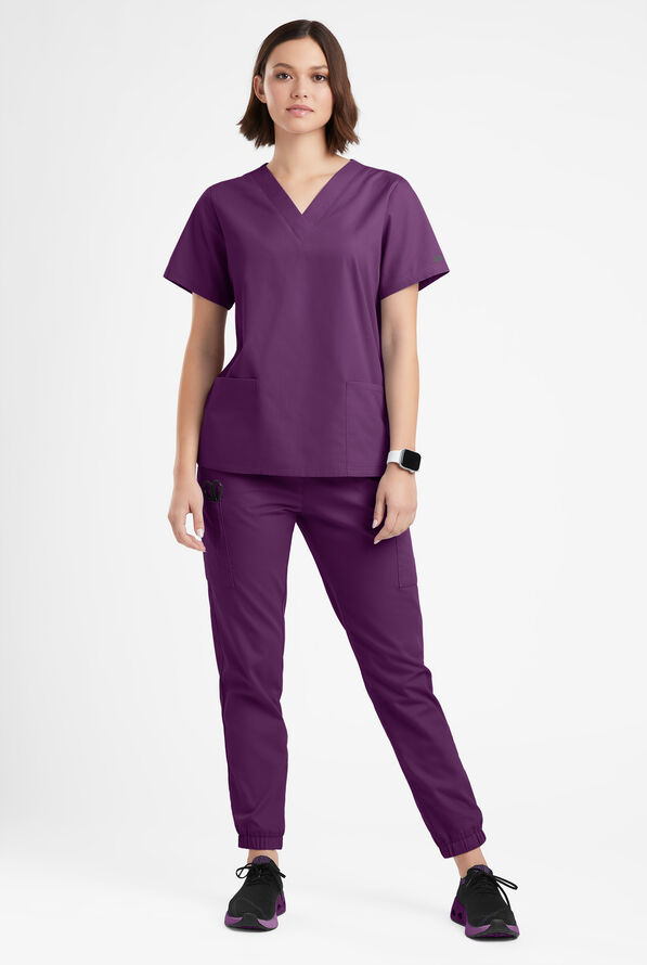 Butter-Soft Originals Women's 2-Pocket V-Neck Scrub Top - Eggplant - 2