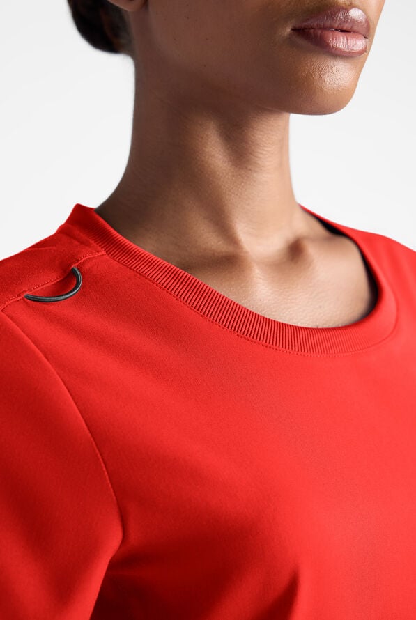 Grey's Anatomy by Barco Emerge Ally Women's 1-Pocket STRETCH Crew Neck Tuck In Scrub Top - Sunset Orange - 5