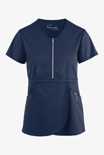 Butter-Soft STRETCH Women's 3-Pocket Zip Peplum Scrub Top