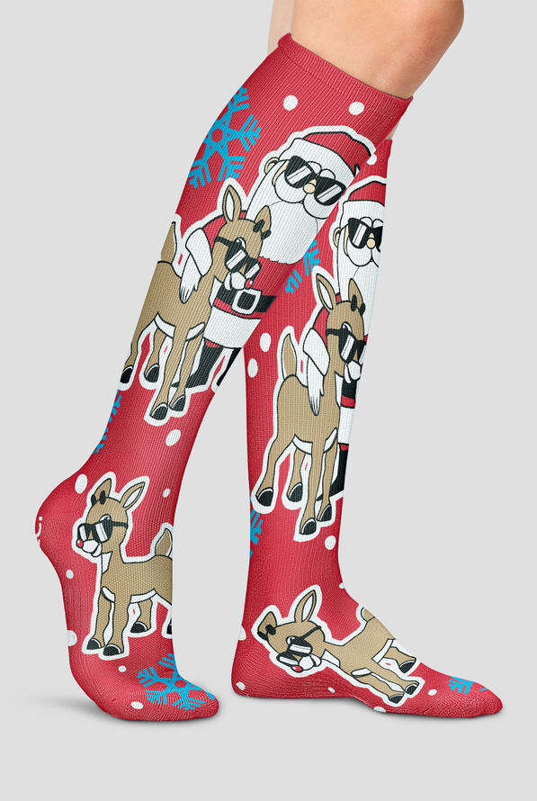 Calcetines de compresión Tooniforms Rudolph Bright Holiday para mujer - 10-15 mmHg - null - 2