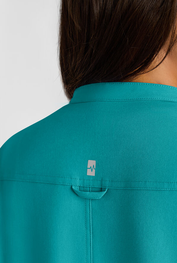 Easy STRETCH Bella Women's 1-Pocket Henley Scrub Top - Teal - 5