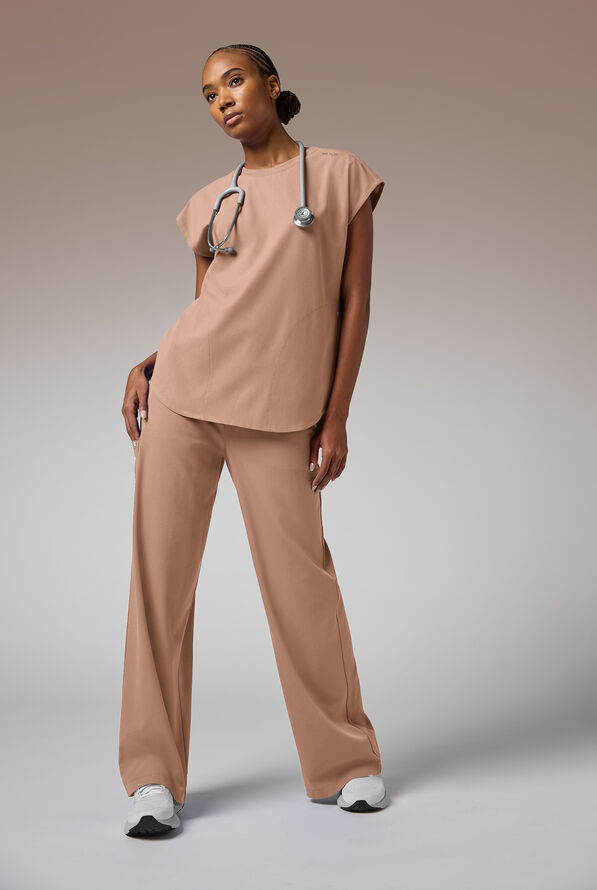 Blusa m&eacute;dica Hypothesis DM Crew de corte holgado con mangas dolm&aacute;n y 2 bolsillos para mujer - Terra - 2