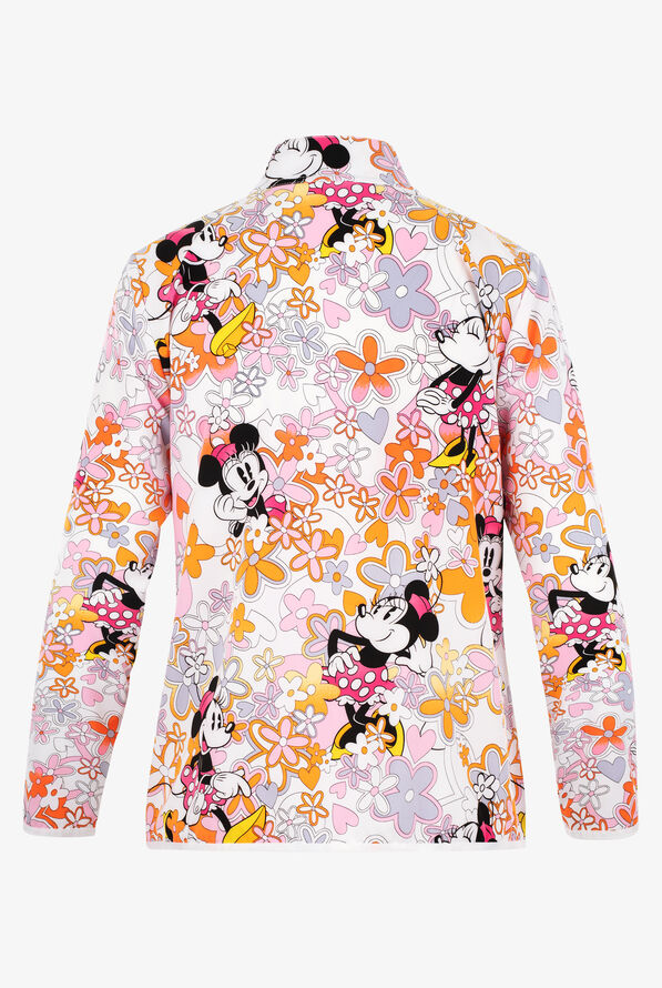Tooniforms Disney's Minnie Love Flowers Women's 2-Pocket STRETCH Print Scrub Jacket - null - 2