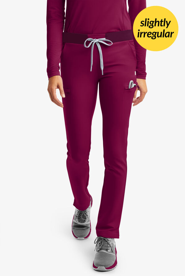Butter-Soft Women's 7-Pocket Skinny Leg Scrub Pants **Slightly IRREGULAR** - Wine - 1