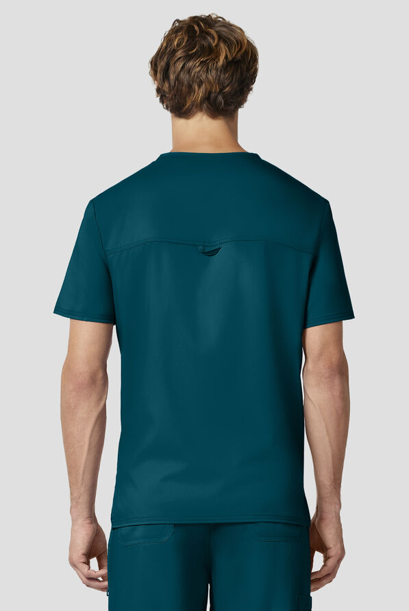 Camisa m&eacute;dica Cherokee Workwear Revolution con cuello en V y 1 bolsillo para hombre - Caribbean Blue - 3