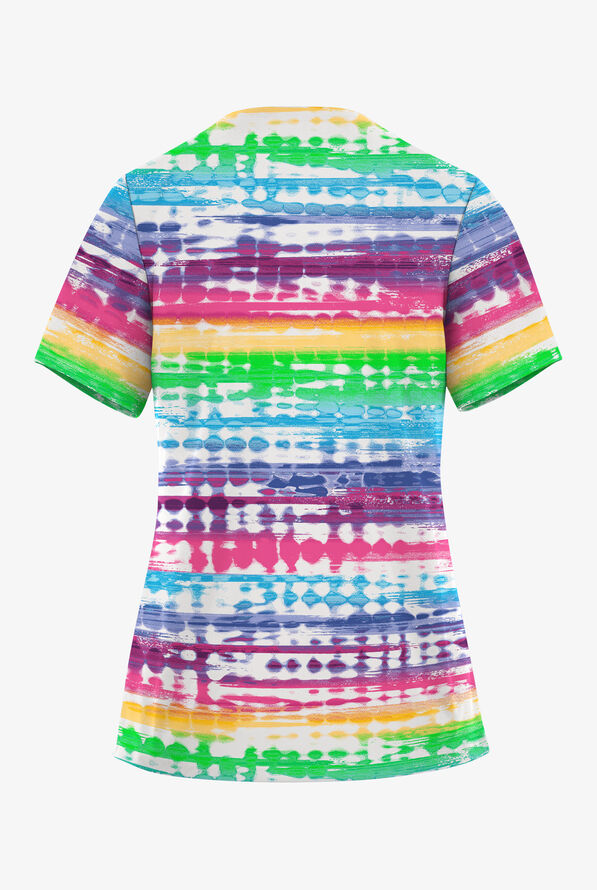 Blusa médica estampada Butter-Soft STRETCH Rio Stripe con cuello en V y 2 bolsillos para mujer - null - 2
