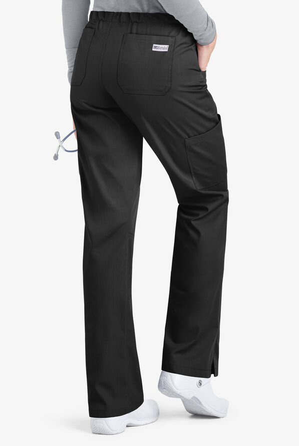 UA Best Buy Scrubs Women's 6-Pocket Drawstring Cargo Pants - Petite - Black - 2