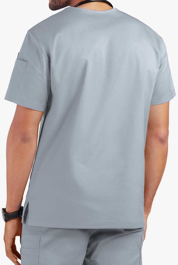 Butter-Soft STRETCH Men's 4-Pocket V-Neck Scrub Top - Silver - 3