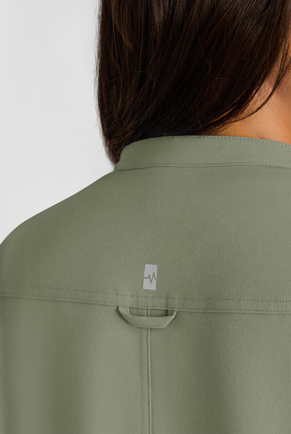 Easy STRETCH Bella Women's 1-Pocket Henley Scrub Top - Olive Leaf - 5
