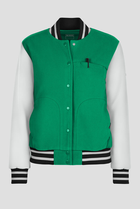 Infinity PURSUIT Women's 3-Pocket STRETCH Sports Bomber Scrub Jacket - Retro Green - 1