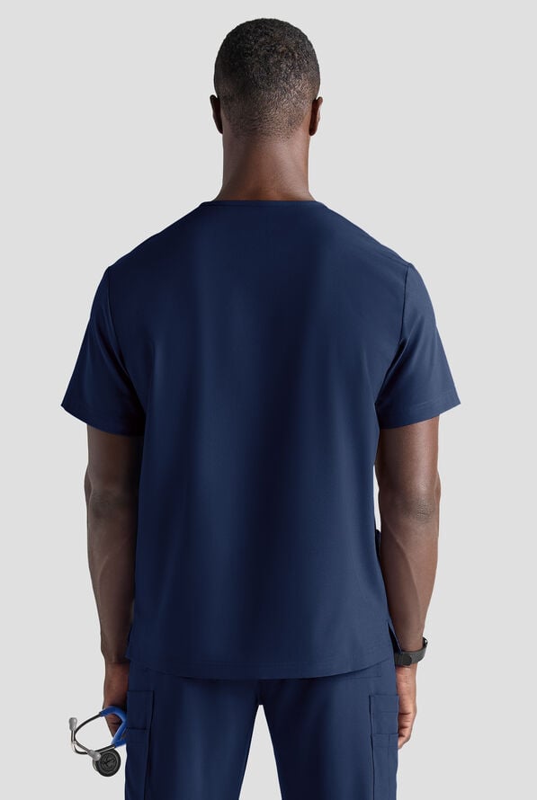 Easy STRETCH Men's 6-Pocket V-Neck Scrub Top - Navy - 2