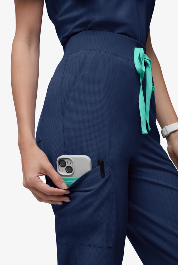 Easy Stretch EcoGrid Arista Women's 7-Pocket Straight Leg Pant - Navy - 4