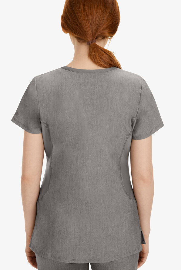 Healing Hands Purple Label Juliet Women's 2-Pocket STRETCH Princess Seam Scrub Top - Heather Grey - 3
