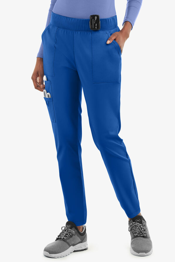 UA Exclusive Cherokee Workwear Professionals Active Women's 6-Pocket STRETCH Half Jogger Scrub Pants - Petite - Royal - 1