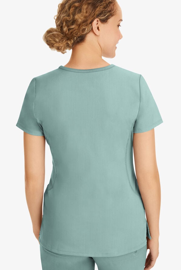 Blusa m&eacute;dica Healing Hands Purple Label STRETCH Juliet con 2 bolsillos y costuras estilo princesa para mujer - Rain Water - 4