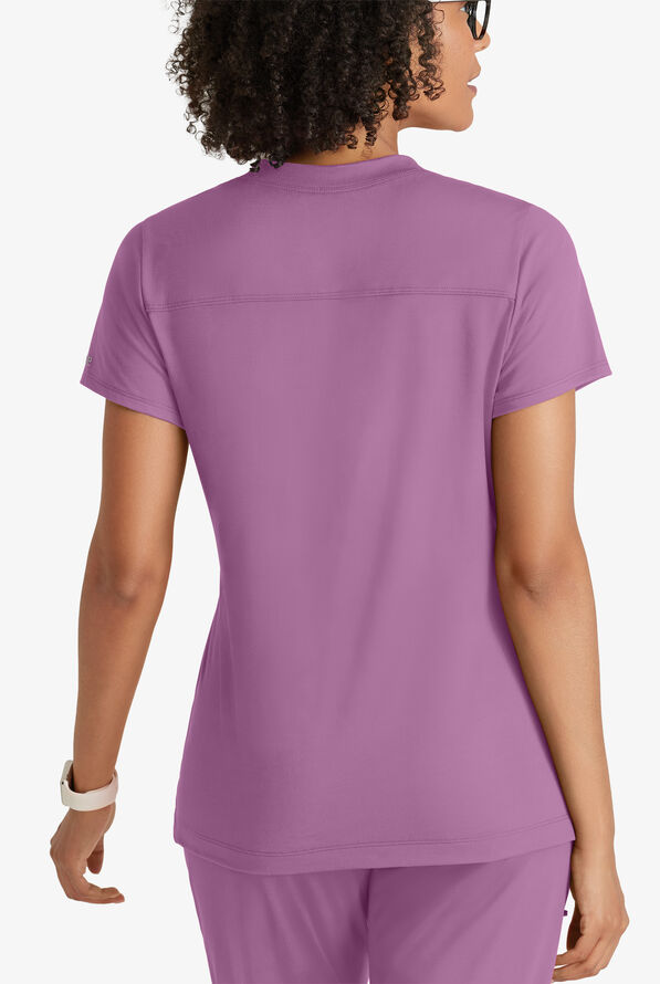 Barco One Performance Knit Victory Women's 2-Pocket STRETCH V-Neck Scrub Top - Dusty Lavender - 2