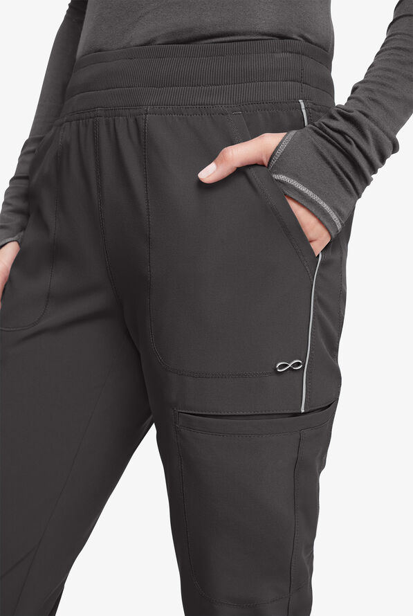 Pantalón médico Cherokee Infinity STRETCH estilo cargo jogger con 6 bolsillos para mujer - Pewter - 2