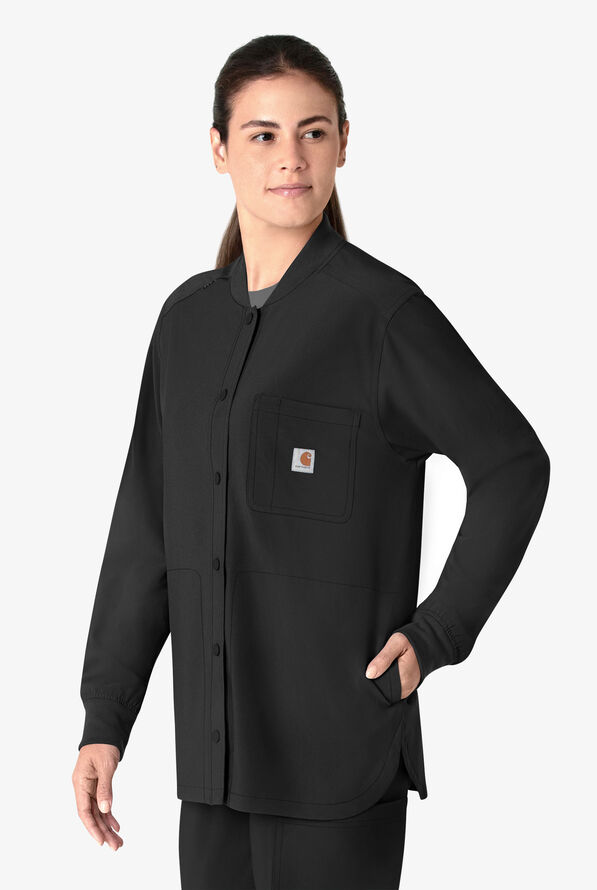 Carhartt Cross-Flex Women's 4-Pocket STRETCH Scrub Jacket - Black - 2