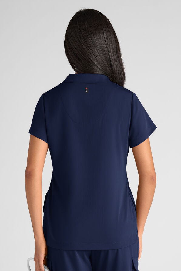Grey's Anatomy by Barco Emerge Emery Women's 3-Pocket STRETCH Collar V-Neck Scrub Top - Indigo - 3