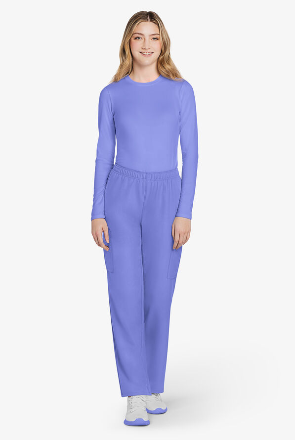 Cherokee Workwear Originals Ultra Women's 3-Pocket Pull-on Slim Leg Scrub Pants - Ceil Blue - 4