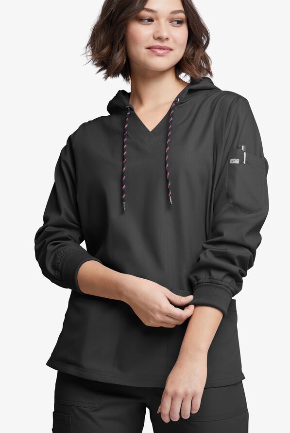 Strictly Scrubs Women's 5-Pocket Long Sleeve Pullover Hoodie - Black - 2
