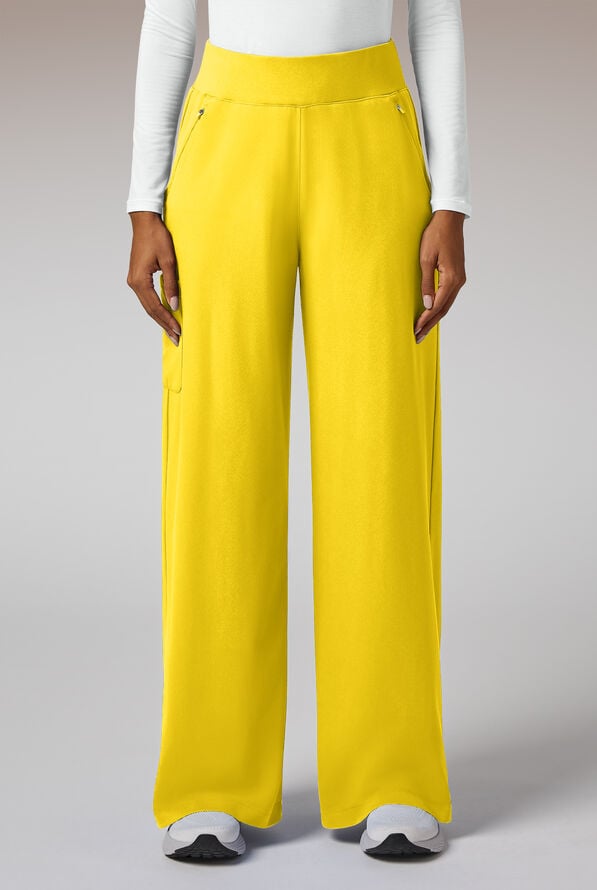 Hypothesis Y-Band Women's 6-Pocket Yoga-Style Knit Waist Wide Leg Scrub Pant - Chroma - 4