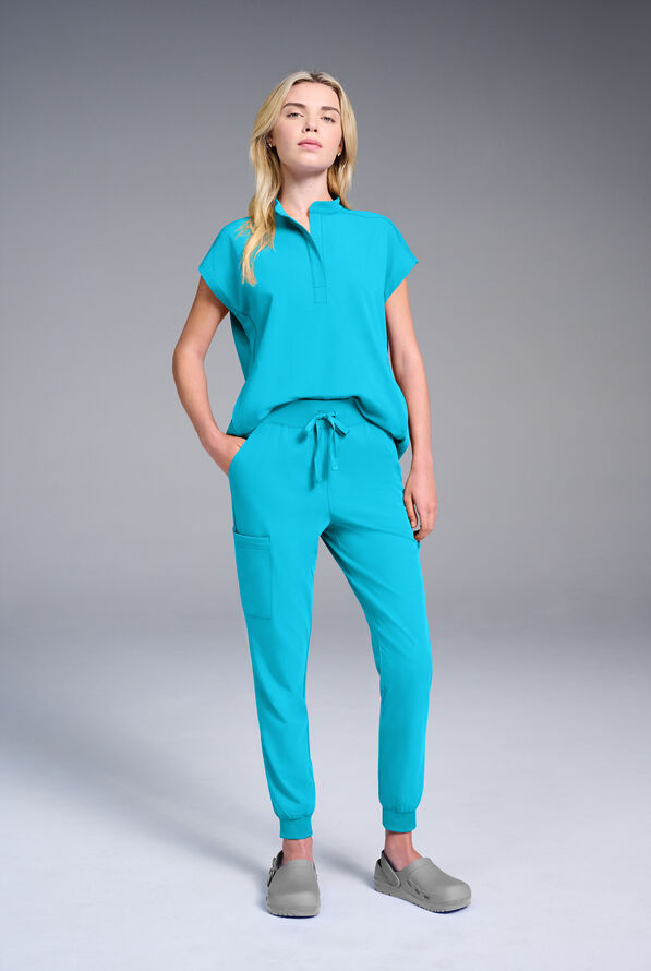 Hypothesis Women's Meta Oversized Dolman Sleeve Scrub Top - Turquoise - 2