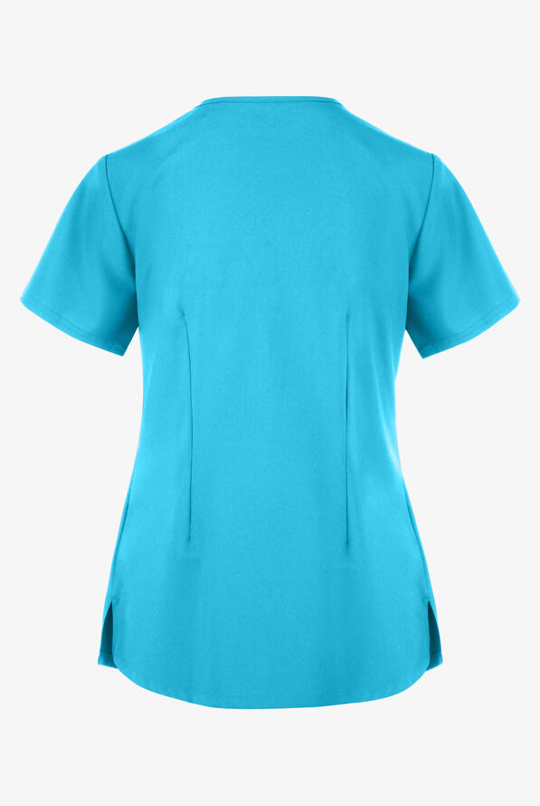 Blusa m&eacute;dica Easy STRETCH Leila con ojales con lazos y 3 bolsillos para mujer - Turquoise - 4