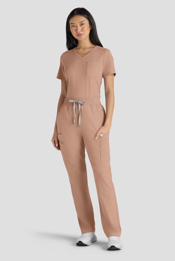 Pantal&oacute;n m&eacute;dico ReSurge Topaz con cord&oacute;n ajustable y 11 bolsillos para mujer - Warm Terrazzo - 8
