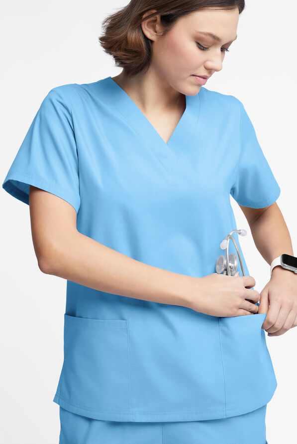 Butter-Soft Originals Women's 2-Pocket V-Neck Scrub Top - Blue Oasis - 4