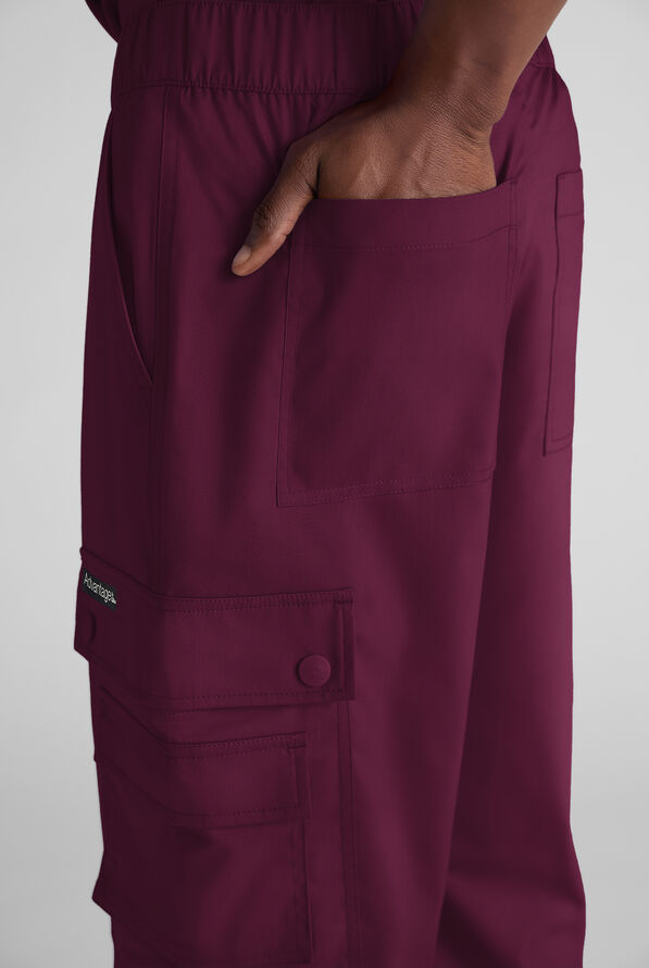Advantage STRETCH Men's 10-Pocket Cargo Scrub Pant - Wine - 5
