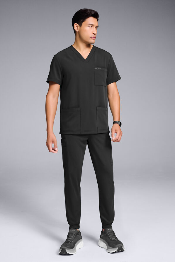 Conjunto de uniforme médico Hypothesis S-R Shift Ready estilo jogger con cuello en V para hombre - Jet Black - 2