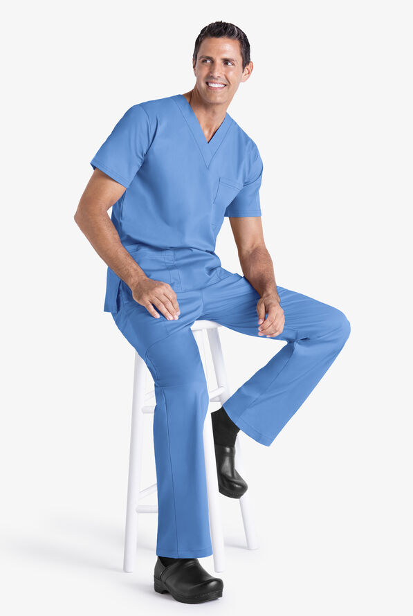 UA Best Buy Scrubs Men's 5-Pocket V-Neck Top - Ceil Blue - 2