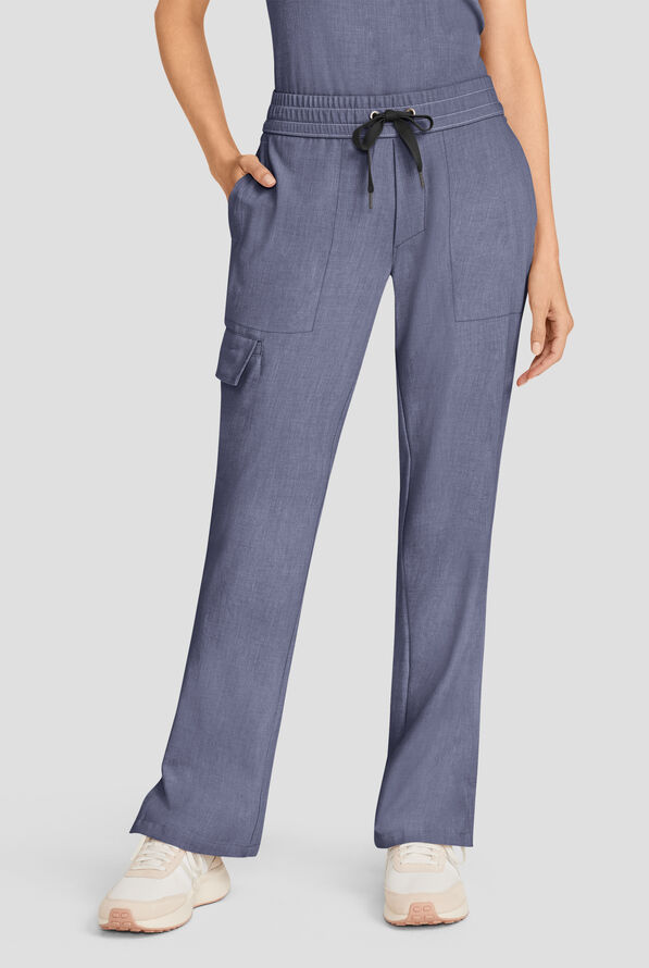 Healing Hands Quest Women's 4-Pocket STRETCH Straight Leg Drawstring Cargo Scrub Pant - Twilight Blue - 1