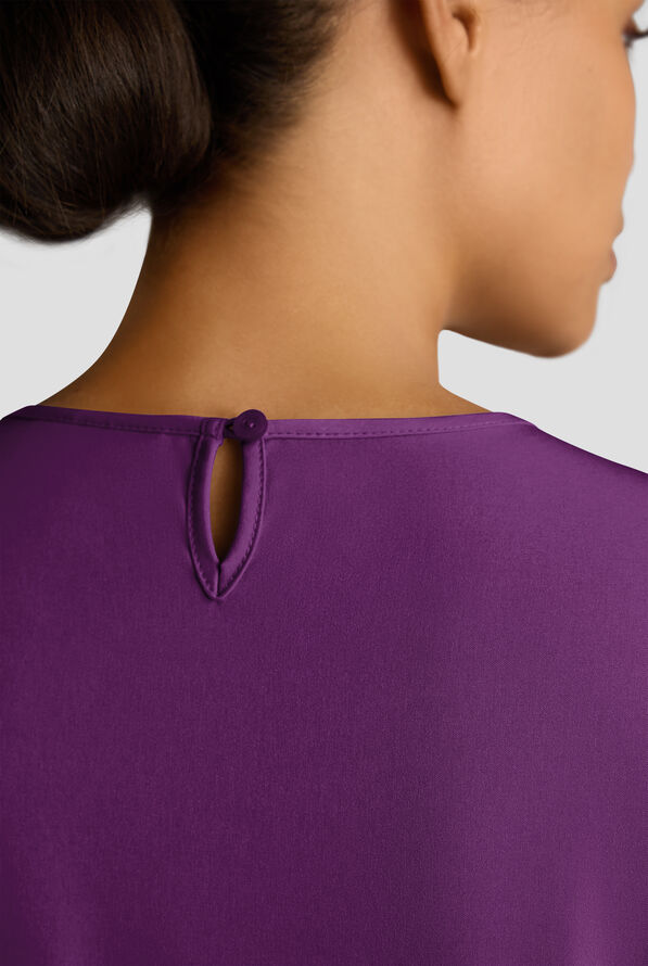 WhisperLite LYRA Women's 2-Pocket STRETCH 3/4" Sleeve Scrub Top - Eggplant - 6