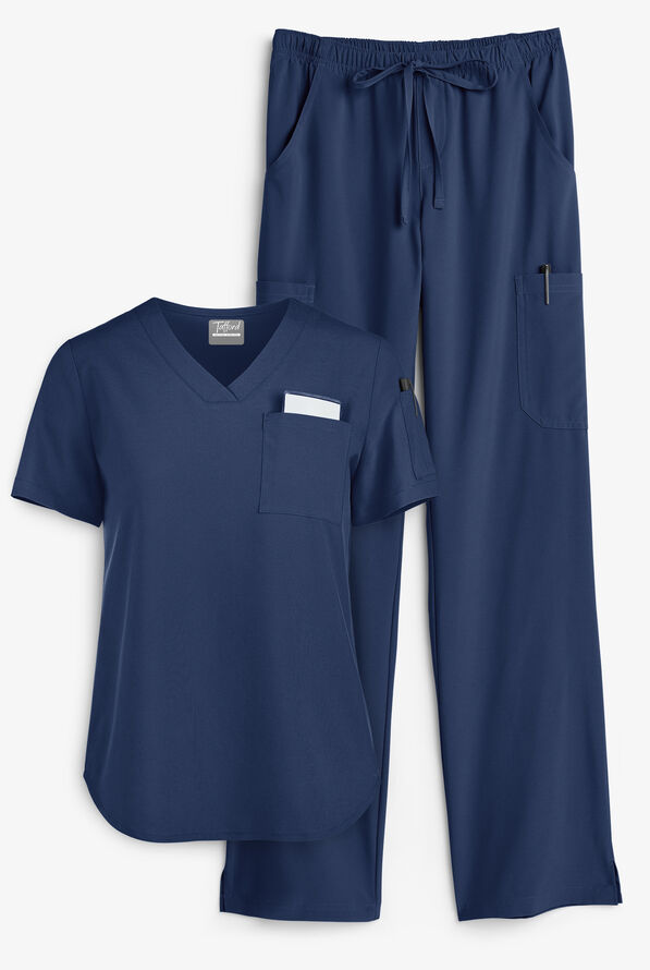 Tafford Active Stretch Women's 7-Pocket Scrub Set - Navy - 1
