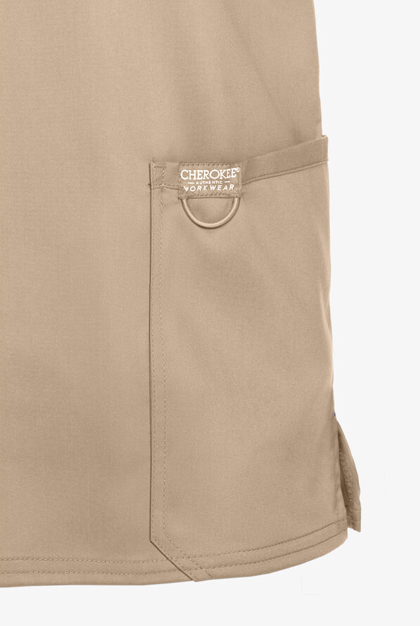 Cherokee Workwear Revolution Men's 3-Pocket STRETCH V-Neck Scrub Top - Khaki - 3